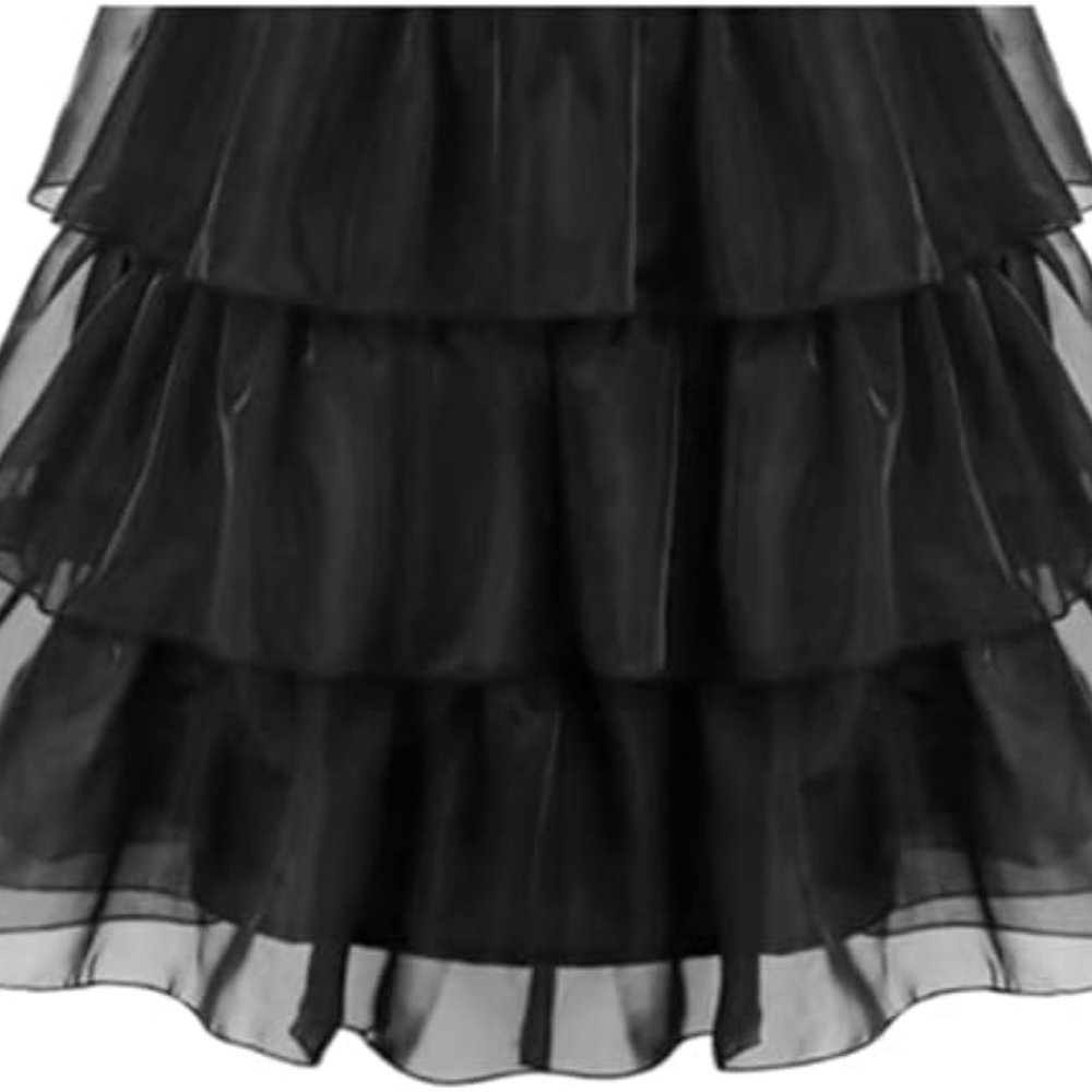 Black Mesh Dress | Addams Mesh Costume for Girls | Stylish Halloween Out… - Picture 5 of 11